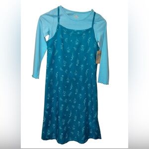 THEREABOUTS TWO PIECE DRESS & T-SHIRT SET PAGODA FLORAL GIRL BLUE COLOR SIZE 7/8